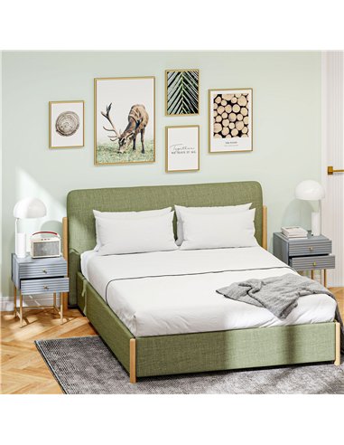 HOMCOM Set of Two Elegant Bedside Tables - Grey/Gold-Tone