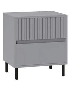 HOMCOM Simple Line Indented Two-Drawer Bedside Table - Grey