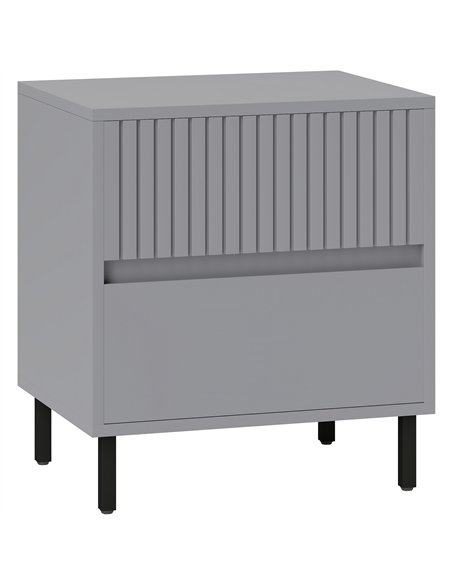 HOMCOM Simple Line Indented Two-Drawer Bedside Table - Grey - pic 126192 | FastDaddyshop