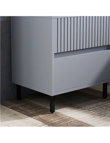HOMCOM Simple Line Indented Two-Drawer Bedside Table - Grey