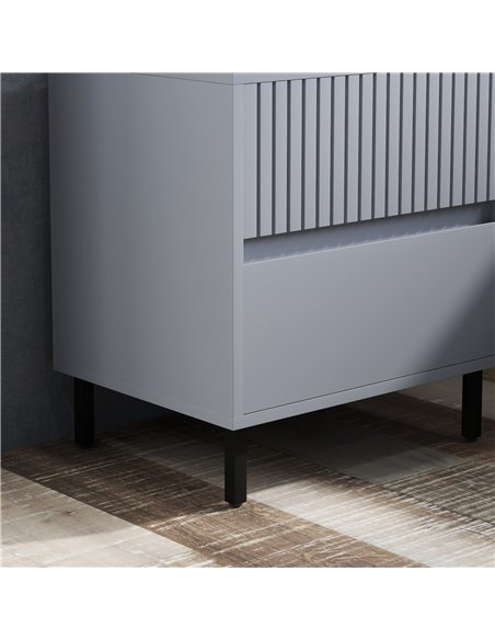 HOMCOM Simple Line Indented Two-Drawer Bedside Table - Grey - pic 126200 | FastDaddyshop