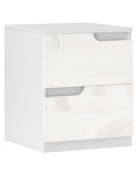 HOMCOM High Gloss Bedside Table - White - pic 126201 | FastDaddyshop