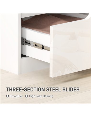 HOMCOM High Gloss Bedside Table - White