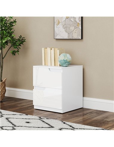 HOMCOM High Gloss Bedside Table - White