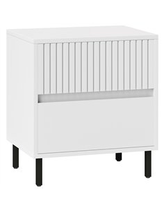 HOMCOM Simple Line Indented Two-Drawer Bedside Table - White