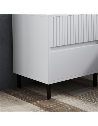 HOMCOM Simple Line Indented Two-Drawer Bedside Table - White