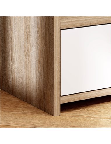 HOMCOM Multi-Storage Bedside Table - White/Wood-Effect