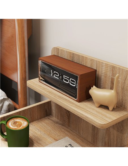 HOMCOM Multi-Storage Bedside Table - White/Wood-Effect - pic 126236 | FastDaddyshop