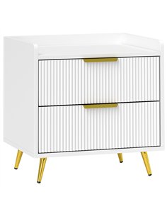 HOMCOM Elegant Two-Drawer Bedside Table - White