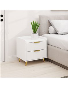 HOMCOM Elegant Two-Drawer Bedside Table - White 2