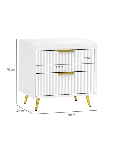 HOMCOM Elegant Two-Drawer Bedside Table - White - pic 126239 | FastDaddyshop