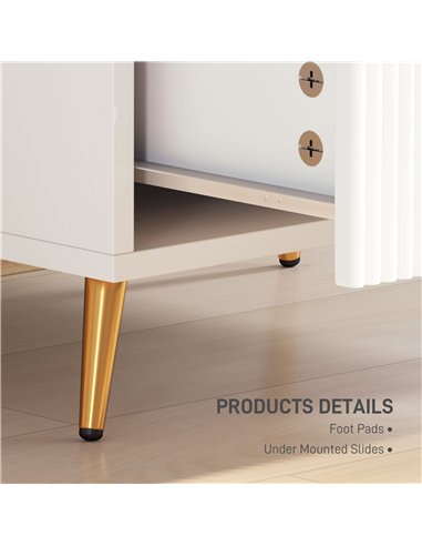 HOMCOM Elegant Two-Drawer Bedside Table - White