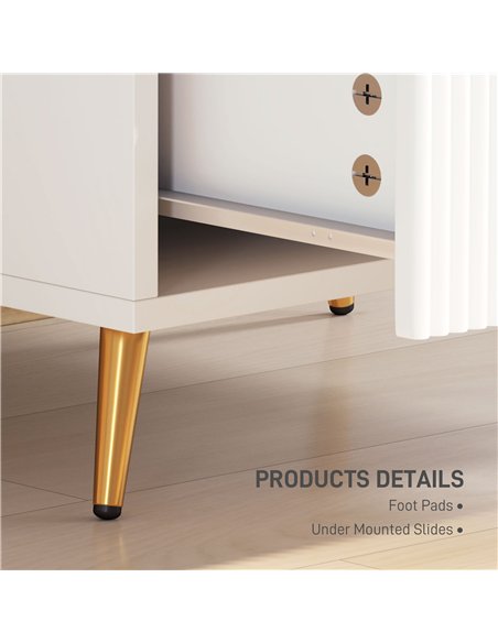 HOMCOM Elegant Two-Drawer Bedside Table - White - pic 126242 | FastDaddyshop