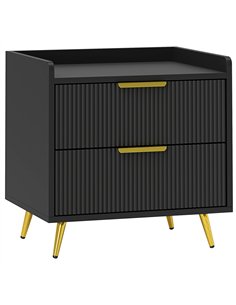 HOMCOM Elegant Two-Drawer Bedside Table - Black