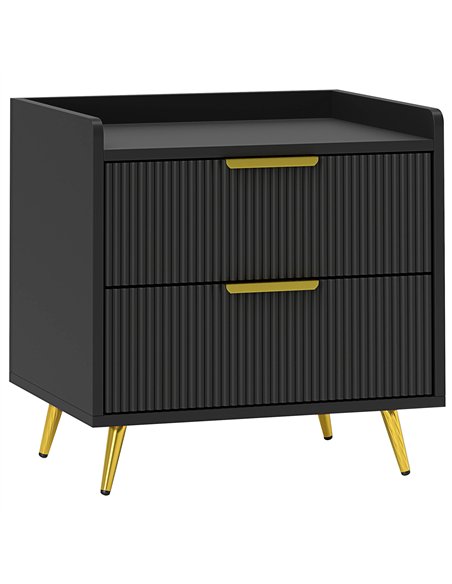 HOMCOM Elegant Two-Drawer Bedside Table - Black - pic 126246 | FastDaddyshop