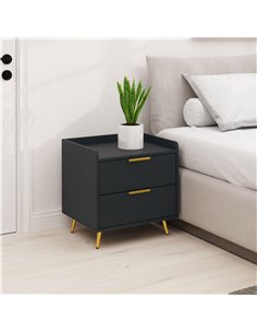 HOMCOM Elegant Two-Drawer Bedside Table - Black 2