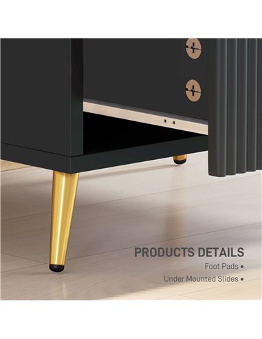 HOMCOM Elegant Two-Drawer Bedside Table - Black