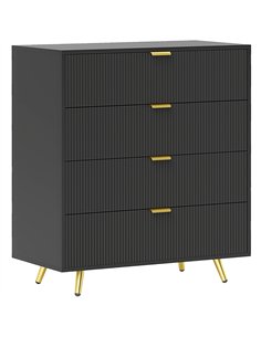 HOMCOM Elegant Four-Drawer Bedside Table - Black