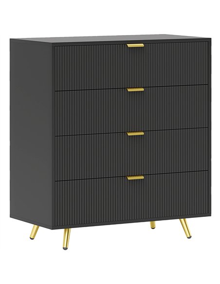 HOMCOM Elegant Four-Drawer Bedside Table - Black - pic 126255 | FastDaddyshop