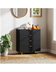 HOMCOM Elegant Four-Drawer Bedside Table - Black 2