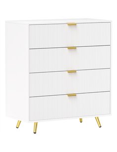 HOMCOM Elegant Four-Drawer Bedside Table - White