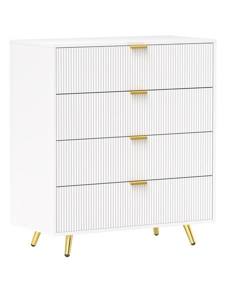 HOMCOM Elegant Four-Drawer Bedside Table - White - pic 126264 | FastDaddyshop