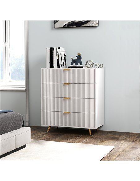 HOMCOM Elegant Four-Drawer Bedside Table - White - pic 126265 | FastDaddyshop