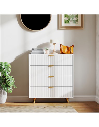 HOMCOM Elegant Four-Drawer Bedside Table - White