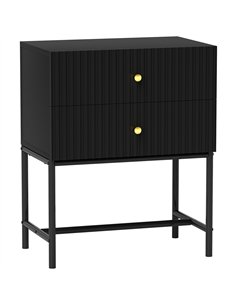 HOMCOM Elegant Two-Drawer Bedside Table - Black