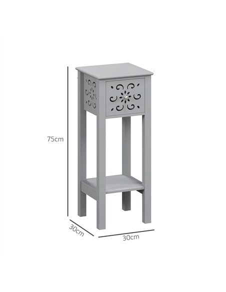 HOMCOM Set of Two Elegant Floral Cut-Out Side Tables - Grey - pic 126293 | FastDaddyshop