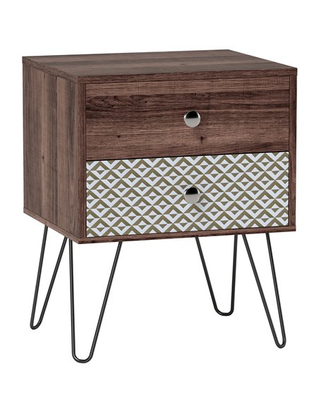 HOMCOM Nightstand, 2-Drawer Bedside Table, Bedside Cabinet, Sofa End Side Table for Living Room, Bedroom, Rustic Brown - pic 126300 | FastDaddyshop