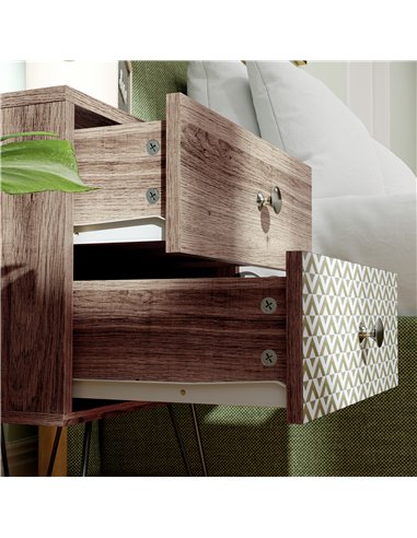 HOMCOM Nightstand, 2-Drawer Bedside Table, Bedside Cabinet, Sofa End Side Table for Living Room, Bedroom, Rustic Brown