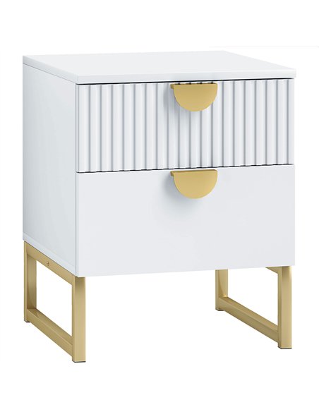HOMCOM Elegant Two-Drawer Bedside Table - White - pic 126309 | FastDaddyshop