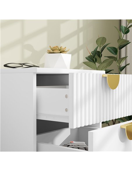HOMCOM Elegant Two-Drawer Bedside Table - White - pic 126317 | FastDaddyshop