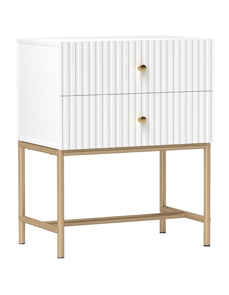 HOMCOM Elegant Two-Drawer Bedside Table - White - pic 126318 | FastDaddyshop