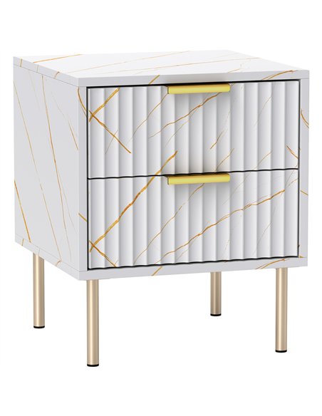 HOMCOM Elegant Two-Drawer Bedside Table - White - pic 126327 | FastDaddyshop