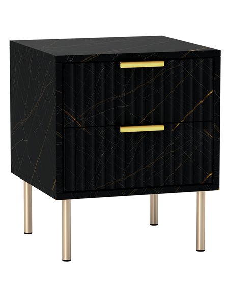 HOMCOM Elegant Two-Drawer Bedside Table - Black - pic 126336 | FastDaddyshop