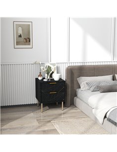 HOMCOM Elegant Two-Drawer Bedside Table - Black 2