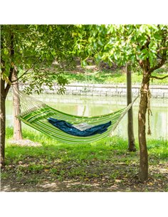 Outsunny Outdoor Double Cotton Hammock with Pillow, Green 2