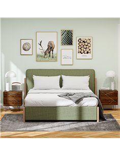 HOMCOM Bedside Tables Set of 2, Modern Side Table Set with 2 Drawers and Steel Hairpin Legs, Nightstand for Bedroom, Brown Wood  2