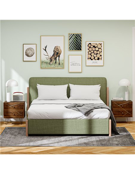 HOMCOM Bedside Tables Set of 2, Modern Side Table Set with 2 Drawers and Steel Hairpin Legs, Nightstand for Bedroom, Brown Wood  - pic 126346 | FastDaddyshop