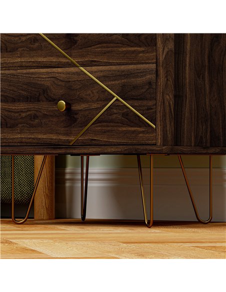 HOMCOM Bedside Tables Set of 2, Modern Side Table Set with 2 Drawers and Steel Hairpin Legs, Nightstand for Bedroom, Brown Wood  - pic 126353 | FastDaddyshop