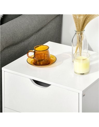 HOMCOM Bedside Table, Bedside Cabinet with 2 Drawers, Side End Table with Pine Wood Legs for Bedroom Living Room, White