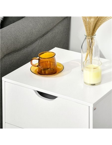 HOMCOM Bedside Table, Bedside Cabinet with 2 Drawers, Side End Table with Pine Wood Legs for Bedroom Living Room, White - pic 126362 | FastDaddyshop