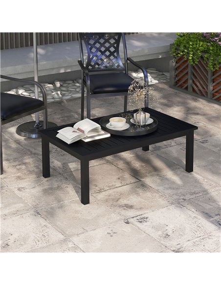 Outsunny 100cm x 60cm Aluminium Outdoor Coffee Table - Black - pic 126373 | FastDaddyshop