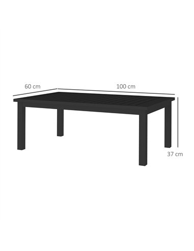 Outsunny 100cm x 60cm Aluminium Outdoor Coffee Table - Black