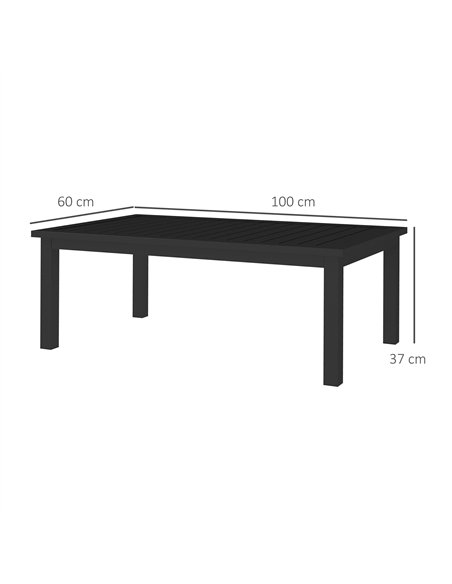 Outsunny 100cm x 60cm Aluminium Outdoor Coffee Table - Black - pic 126374 | FastDaddyshop