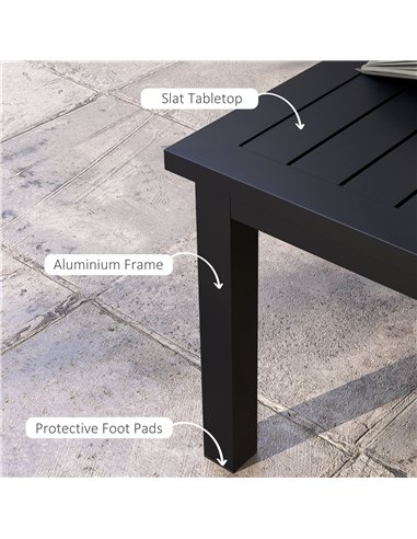 Outsunny 100cm x 60cm Aluminium Outdoor Coffee Table - Black