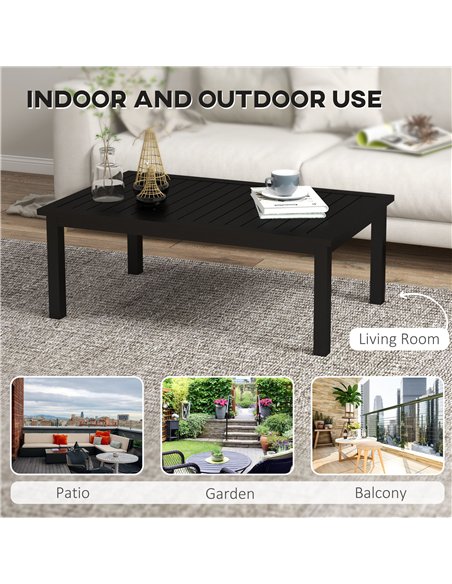Outsunny 100cm x 60cm Aluminium Outdoor Coffee Table - Black - pic 126376 | FastDaddyshop