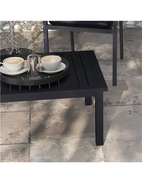 Outsunny 100cm x 60cm Aluminium Outdoor Coffee Table - Black - pic 126380 | FastDaddyshop